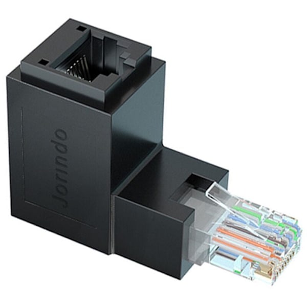 RJ45 Han til Netværksforlænger 90 Graders Vinkel Op til CAT5E CAT6 CAT8 Ethernet Kabelforbindelse