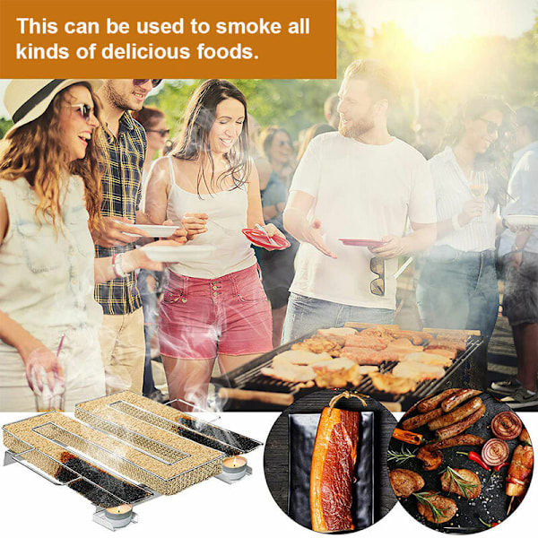 Kold Rygeboks, Rustfrit Stål Kold Rygegenerator, BBQ Kold Rygeboks med Børst og Kroge, Kedel, Ryger til Have, Camping, Udendørs Madlavning