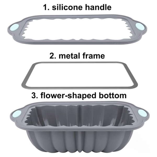 Silikon brødform Nordisk design Klassisk riflet toast Metallforsterket ramme Sikker baking, A