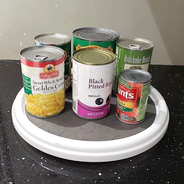 12 tommer krydderitank spisebordskab Lazy Susan drejeskive bakke med basearrangør til køkken badeværelse