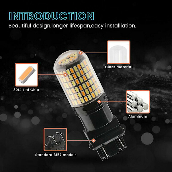 2 stk 3757 3157 4157na LED Pære Switchback Hvit Parkering Blinklys