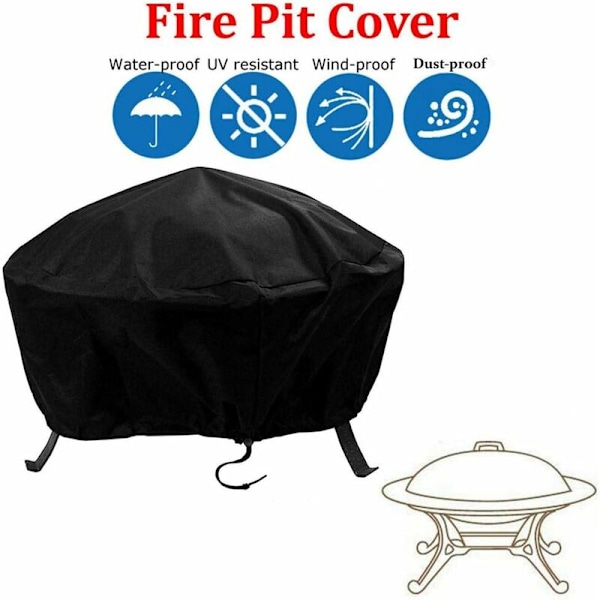Rund ildstedsbeskyttelse Vandafvisende cover til udendørs pejs UV-beskyttelse Udendørs sort polyester Støvdæksel til rund grill (diameter 75