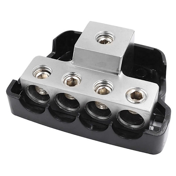4-vejs strømfordelingsblok 1 x 0/2/4 gauge ind/4 x 4/8 gauge ud bilstereo forstærker jordfordelingsblok