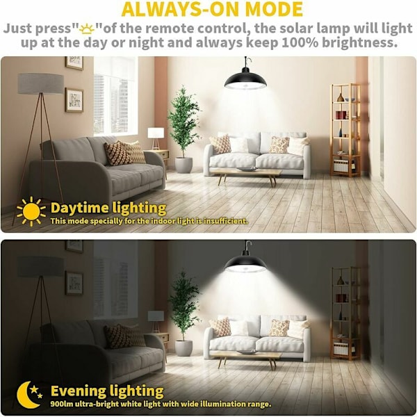 Solcellslampa utomhus, 78 LED 4 lägen med rörelsesensor, fjärrkontroll, 360° justerbar solpanel, 3 ljusstyrkor, IP65 vattentät solkrona