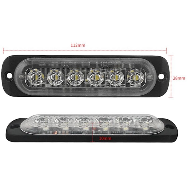 4X 12V - 24 V 6 LED-valo Hätävilkku Auto Ajoneuvo Varoitus Strobe Vilkkuva Sininen ja Punainen
