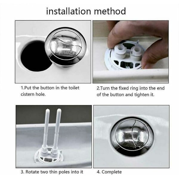 Universal Toilet Tank Udskiftning Dobbelt Skyl Knap Toilet Tank Tilbehør Rund Forsegling Dobbelt Knap, Sunny