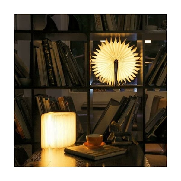 Træfoldbar LED Boglampe, Sort Valnød LED Bordlampe, Natlys USB Genopladelig Boglampe Stemningslys (9122.5cm)