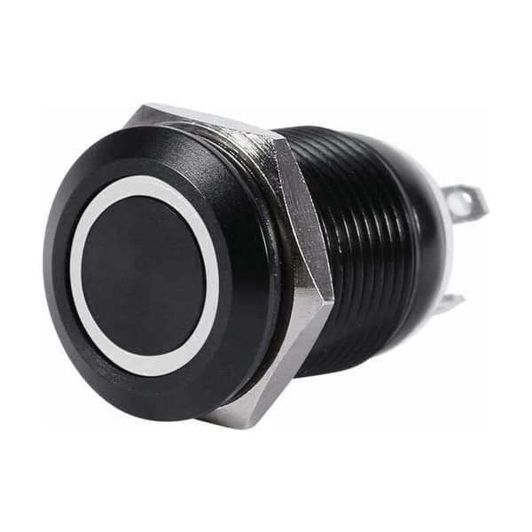 Momentary Push Button LED Push Button Switch 12mm Power Switch Vandtæt Bil Power Latching Switch (Hvid)