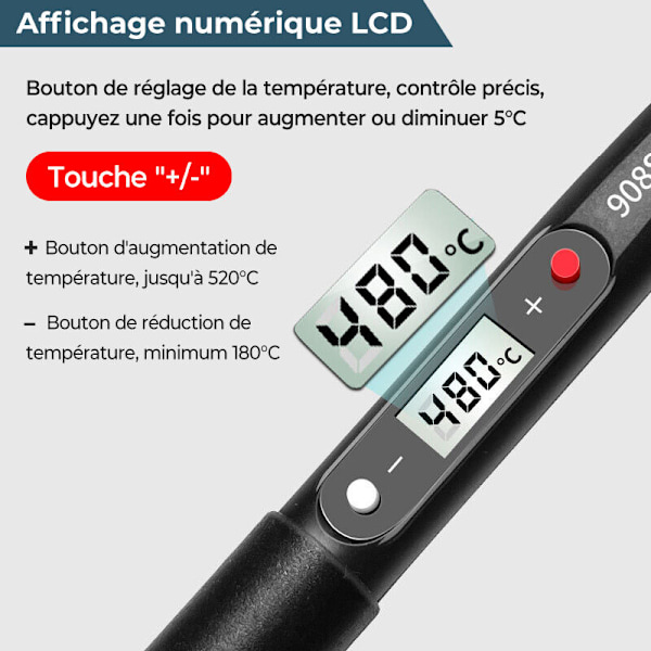 Lödkolv Elektrisk Lödkolv Kit 80W 17 delar LCD-skärm Digital Display Justerbar Temperatur 180°C till 520°C Med Multimeter