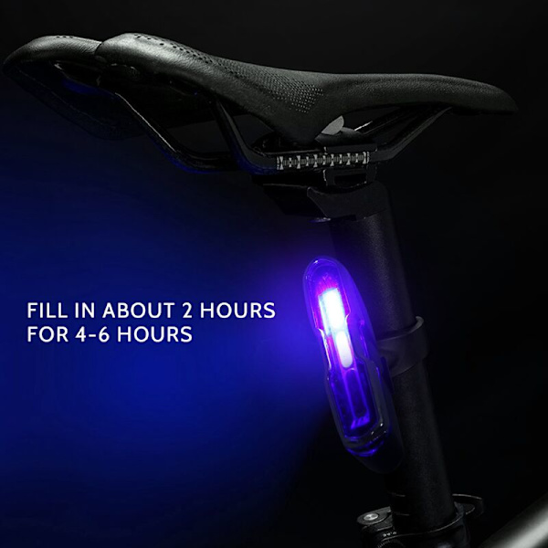 USB Genopladelig Cykel Baglygte Lithium Batteri LED Cykel Baglygte Cykelhjelm Lampe Cykel Lampe Holder Tilbehør Rød-Hvid-Blå Lampe Colo