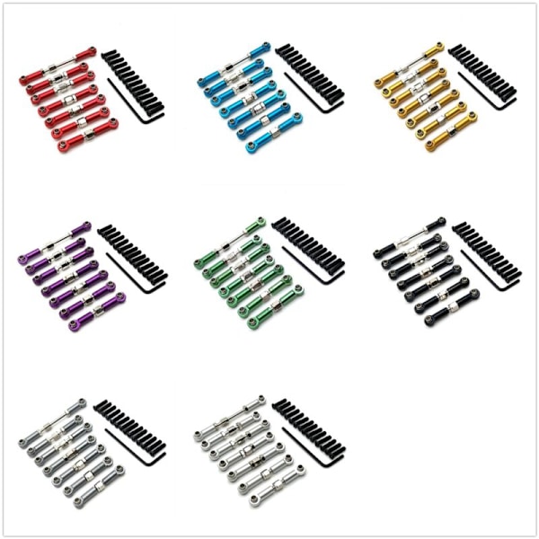 Metall bakre styrestang kobling servo styrestang sett for 104072 1/10 RC bil oppgraderinger deler tilbehør, svart