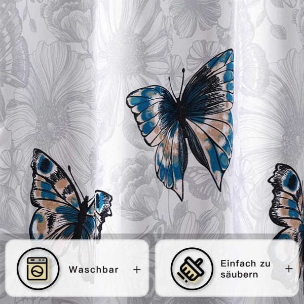Hem Duschdraperi Flygande Blomma Butterfly Duschdraperi Förtjockad Vattentät Duschdraperi i polyester (260 Bred * 200 Hög CM)
