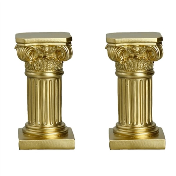 2X Guld Romersk Søjle Resin Skulptur Søjle Dekoration Romerske Søjle Statuer Hjem Stue Håndværk Møblering