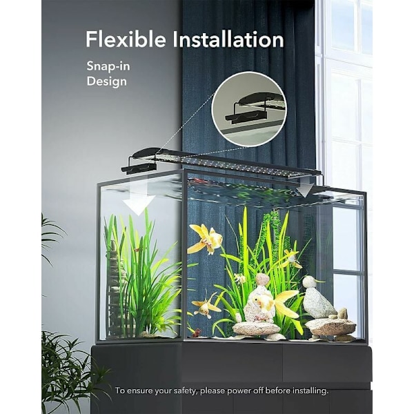 Fuld Spektrum LED Akvarielys med Udvidbare Beslag, Velegnet til Ferskvands-/Saltvandsakvarier og Plantede Akvarier (Lb-60-90cm)
