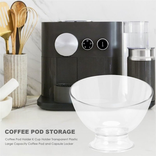 Kaffepodholder i klar plast, stor kapasitet for kaffeputer og kapselstativ