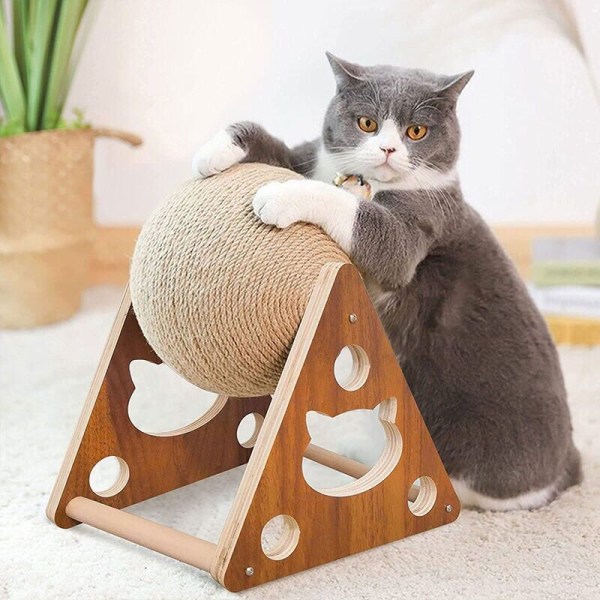 Wooden Cat Scratching Ball Toy Sisal Rope Pet Supplies Cat Tree Tower 212624cm