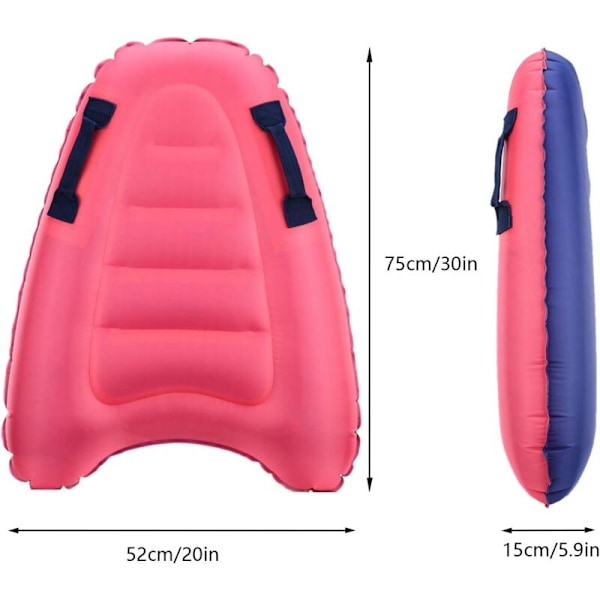 Bærbar Oppblåsbar Bodyboard Oppblåsbar Svømmeflåte Ensfarget Bøye Hav Oppblåsbar Surfebrett med Håndtak Aquaplane Bassengflåte for Strand Basseng