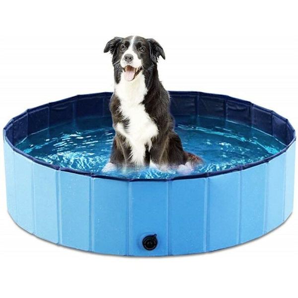 Brettsvømmebasseng for hunder, kjæledyr og barn - Badekar, bærbart padlebasseng, PVC, sklisikkert, for hund og katt, barn og hundebad