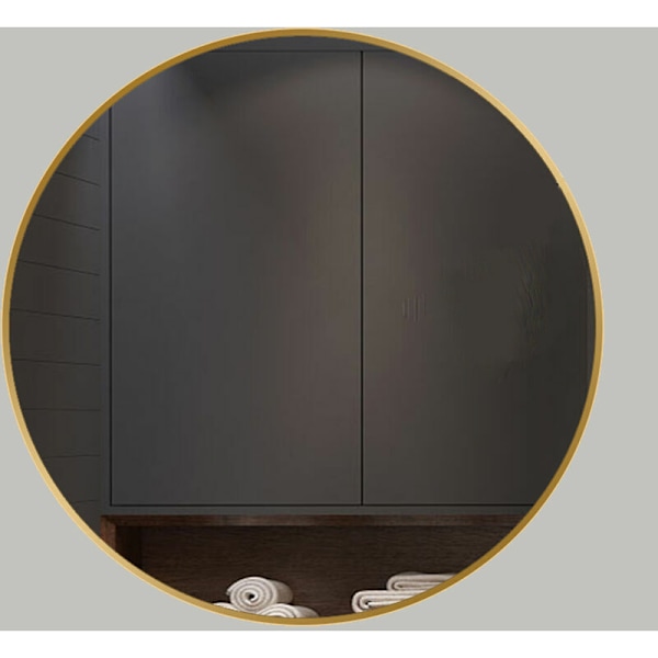 Baderomsspeil, gull, rund, 40 cm diameter, uten belysning