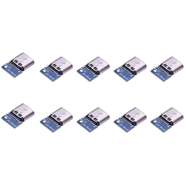 10 kpl sarja USB 3.1 tyypin C liitin 14-nastainen liitäntä läpireikä PCB 180 pystysuojaus USB-C1