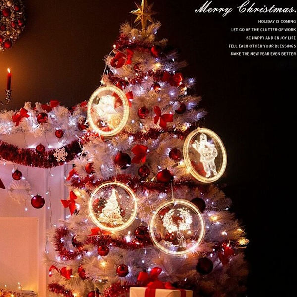 Juldekoration Fönsterlampa, Julsugkoppslampor, Hängande Fönsterlampor, Jul Fönsterlampor Dekoration, Jul LED Hängande