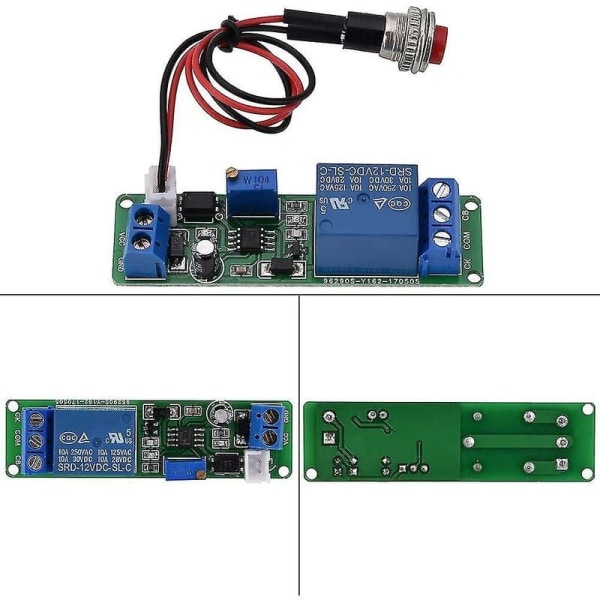 DC 12V Timer Switch-modul, justerbar fördröjningstimerrelämodul med hög precision, tidsintervall 1-10 sekunder