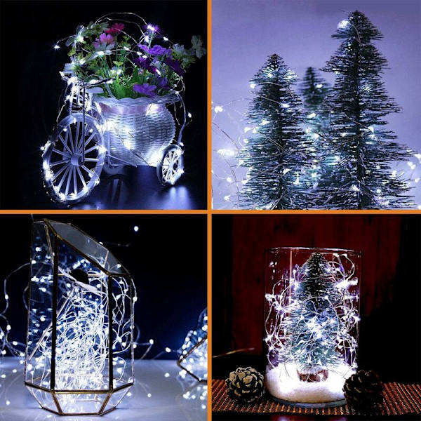 12-pack ljusslingor, 20 LED 2M koppar ljusslingor, IP65 vattentät silvertråd kallvit atmosfärsljus för jul, fest, bröllop