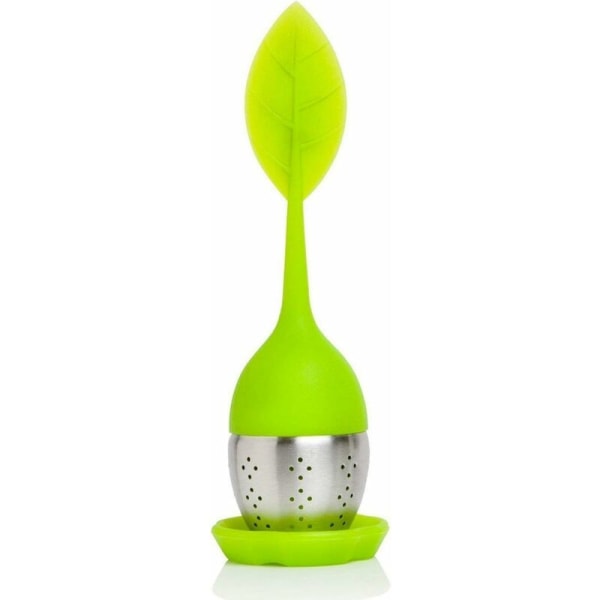 Teinfuser med tesilunderlägg 100% livsmedelssäker silikonkon och rostfritt stål sil - Green-Fei Yu
