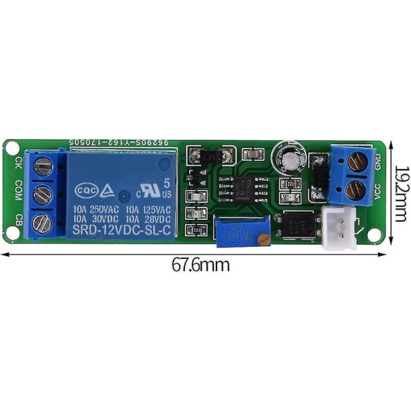 DC 12V Timer Switch-modul, justerbar fördröjningstimerrelämodul med hög precision, tidsintervall 1-10 sekunder