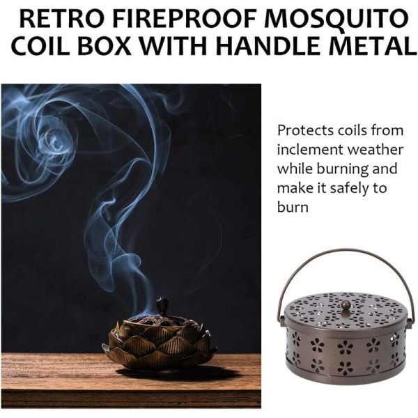 Retro røkelsesholder Vintage Iron Mosquito Coil Holder (bronse)