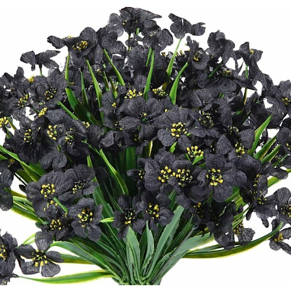 10 Buketter Kunstige Utendørs Blomster UV-Bestandig Ingen Falming Falske Fiolettblomster for Innendørs Utendørs Hengende Planter Hage Patio Veranda Vindukasse Hjem