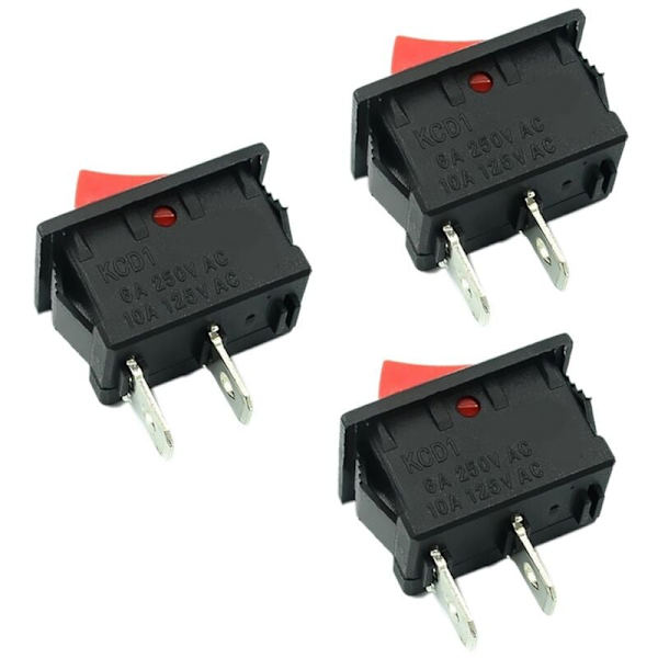 10 st On-Off KCD11 2-polig 2P Svart Röd Båt Bil Vippströmbrytare 3A 250V 6A 125V AC Knapp KCD1-11 10X15 10X15 KCD117