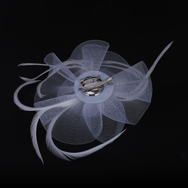Dam Fascinator Hatt Fjäder Hårprydnad Cocktailfest Kyrkobröllop, Vit