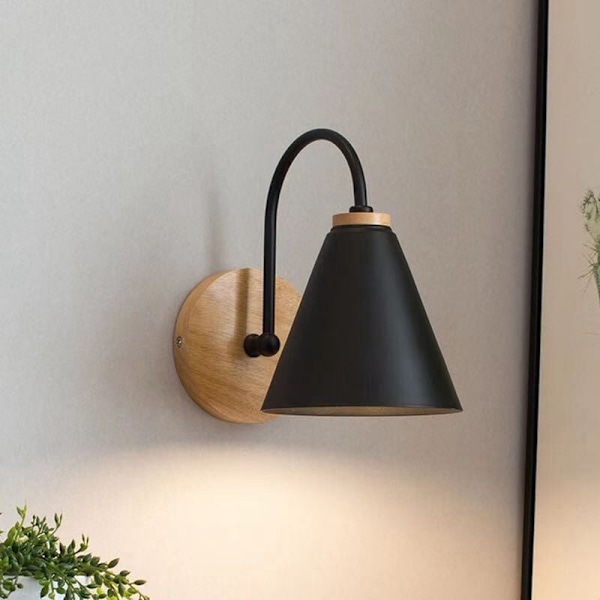 Järnkorridorlampa, Böjd Vägglampskärm, för Sovrum, Vardagsrum, Arbetsrum, Utan Glödlampa, Svart