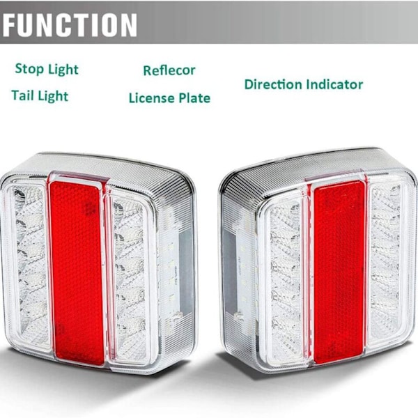 LED-baklykt for tilhenger, 12V 14 LED-markeringlys for lastebil, vanntett bremselys for RV, campingvogn, traktor, varebil, 2 stk.