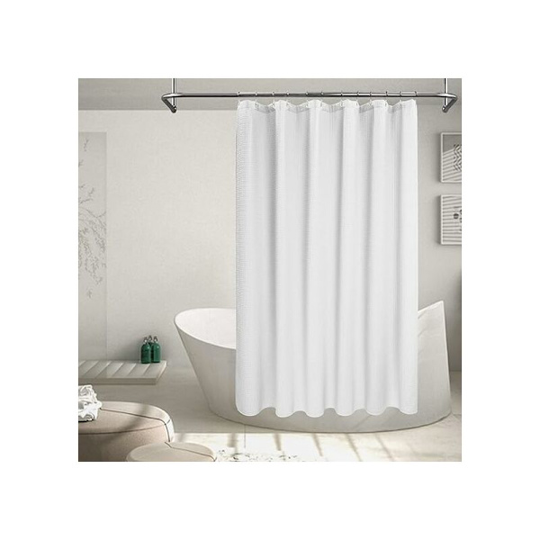 Bomuldsblanding bruseforhæng, Honeycomb Waffle Weave, blødt og hotelspa, vaskbart, hvidt, 72 x 72 tommer