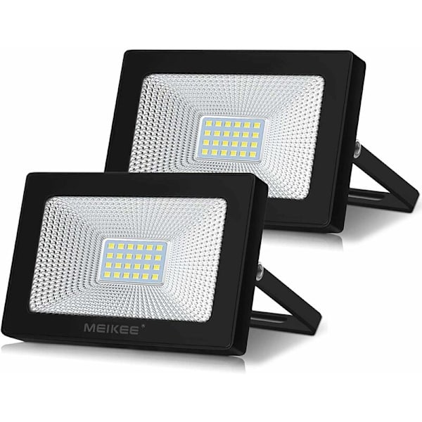 20W LED-Utomhusbelysning, 2-pack 1700LM Utomhus LED-Spotlight IP66 Vattentät Säkerhetsbelysning, 6500K Kallt Vit LED Utomhusbelysning, Utomhusbelysning