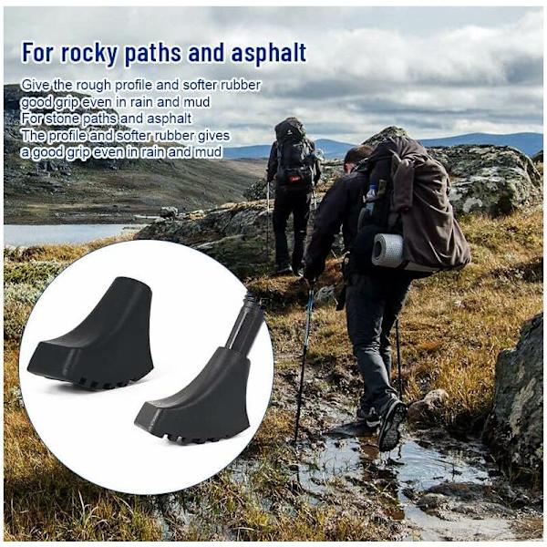 12 stk. Gummi Beskyttelsestopper for Nordic Walking Trekkingstenger Asfaltbeskyttere Buffer for Alle Vandrestenger Diameter 10 mm