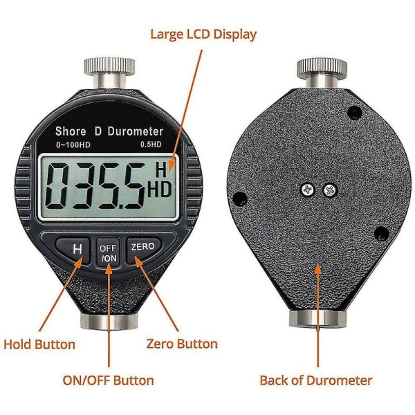 0-100hd Shore D Hårdhetsmätare Digital Durometer Skala med LCD-display för Gummi, Plast, F