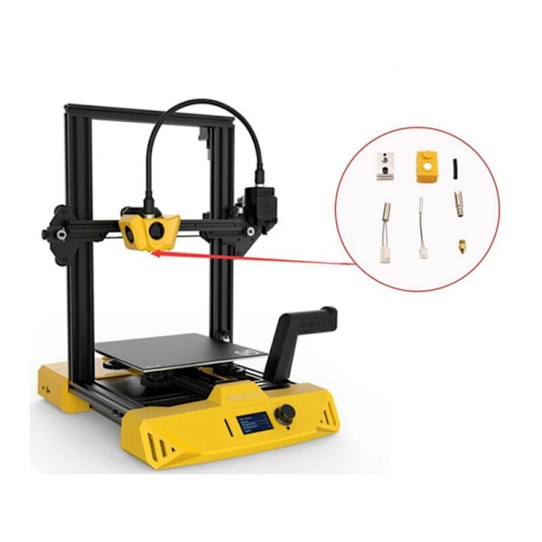 2X 3D Printer Dele Extrusion Head Hotend Dyses Termistor Opvarmningsstang Varmeblok og Silikonhylster Artillery Hornet