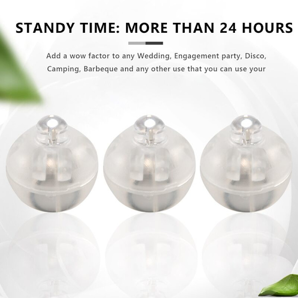 100 stk./parti 100 x runde LED-flashkuglelampe ballonlys lang standbytid til papir lanterne ballonlys bryllupsfest dekoration hvid
