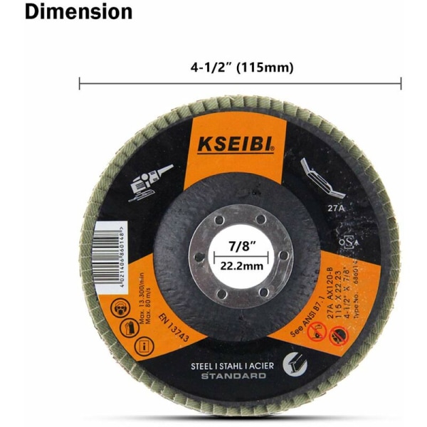 4 1/2 tommers klaffskive aluminiumoksid 10-pakning karosserisliping slipeskive (40 grit) 686008