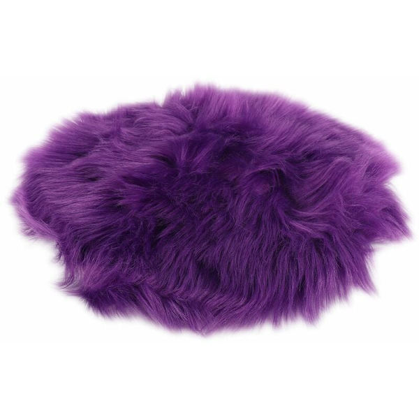 Faux fårskinn ullmatta 30 x 30 cm Matta fluffig mjuk långhårig dekorativ stolskudde soffmatta (lila rund)