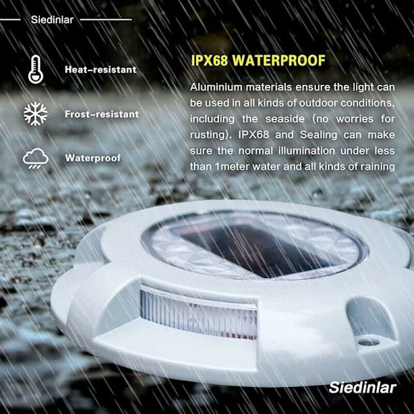 Solcellsbelysning för Däck, Uppfart, Sollampa, Utomhus LED-Ljus, Vattentät för Trädgård, Brygga, Stigen, Gräsmatta, 2-pack (Blå)