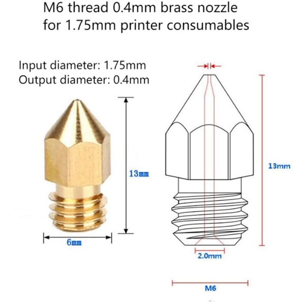 Til de fleste 3D-printerdyse-rengøringskits, 10 x 0,35 mm nål, 10 x 0,4 mm messing, 1 x pincet, 1 x dyse-nøgle,