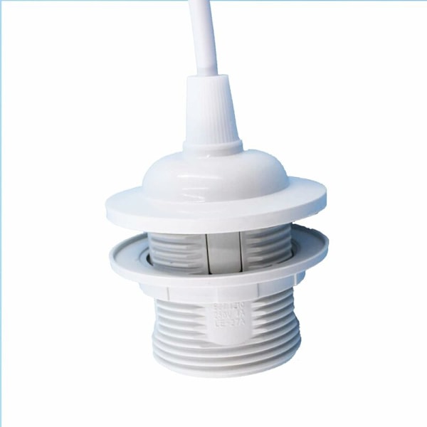 E27 Pendellampeholder, E27 Pendellampe Tilbehør, E27 Hængende Lampe Tilbehør med 1m Kabel, til Bar, Cafe, Tøjbutik, Hjem, Hotel (Hvid)