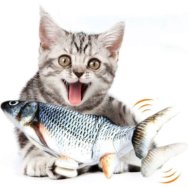 Wabjtam Floppy Fish Cat Toy, 1 Pack Interaktiv Kattleksak - Realistisk Plysch Simulering Fisk Kattleksak - Elektrisk Catnip Leksaker - Roliga Husdjur Tugga Suppli