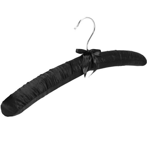 17 tum stora satin vadderade galgar, siden galgar för brudkläder, rockar, kostymer, blus (svart, 5-pack)