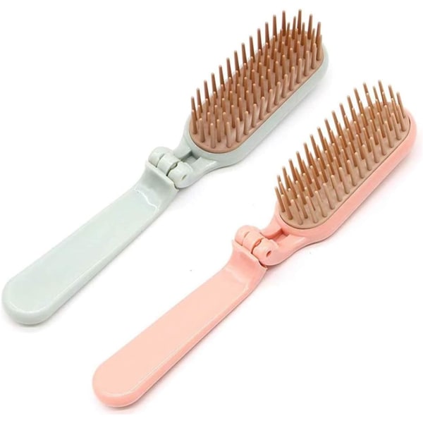 2 STK sammenleggbar hårbørste hårkam bærbar mini massasje hårbørste Antistatisk anti-knute