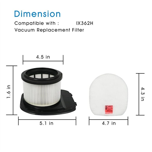 Vaihto-osat HEPA-suodattimet yhteensopivat IZ162H IZ363HT IZ440H IZ462H IZ483H imurin lisävarusteille